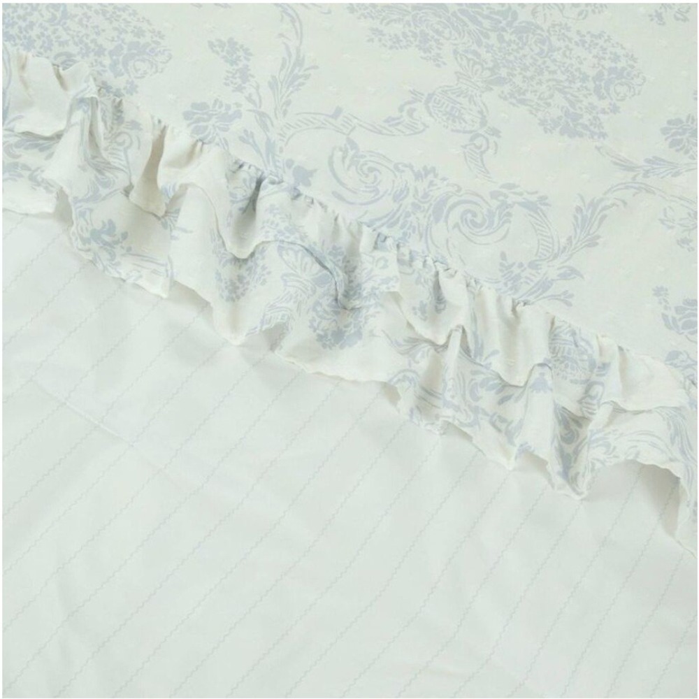 Harlow & Wren Twin Ruffle 2 PC Comforter Set Blue Floral Damask Shabby Chic - Picture 4 of 4